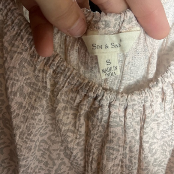 Sim & Sam Leopard Print Ruffle Strap Boho Tank Top Small - Picture 3 of 5